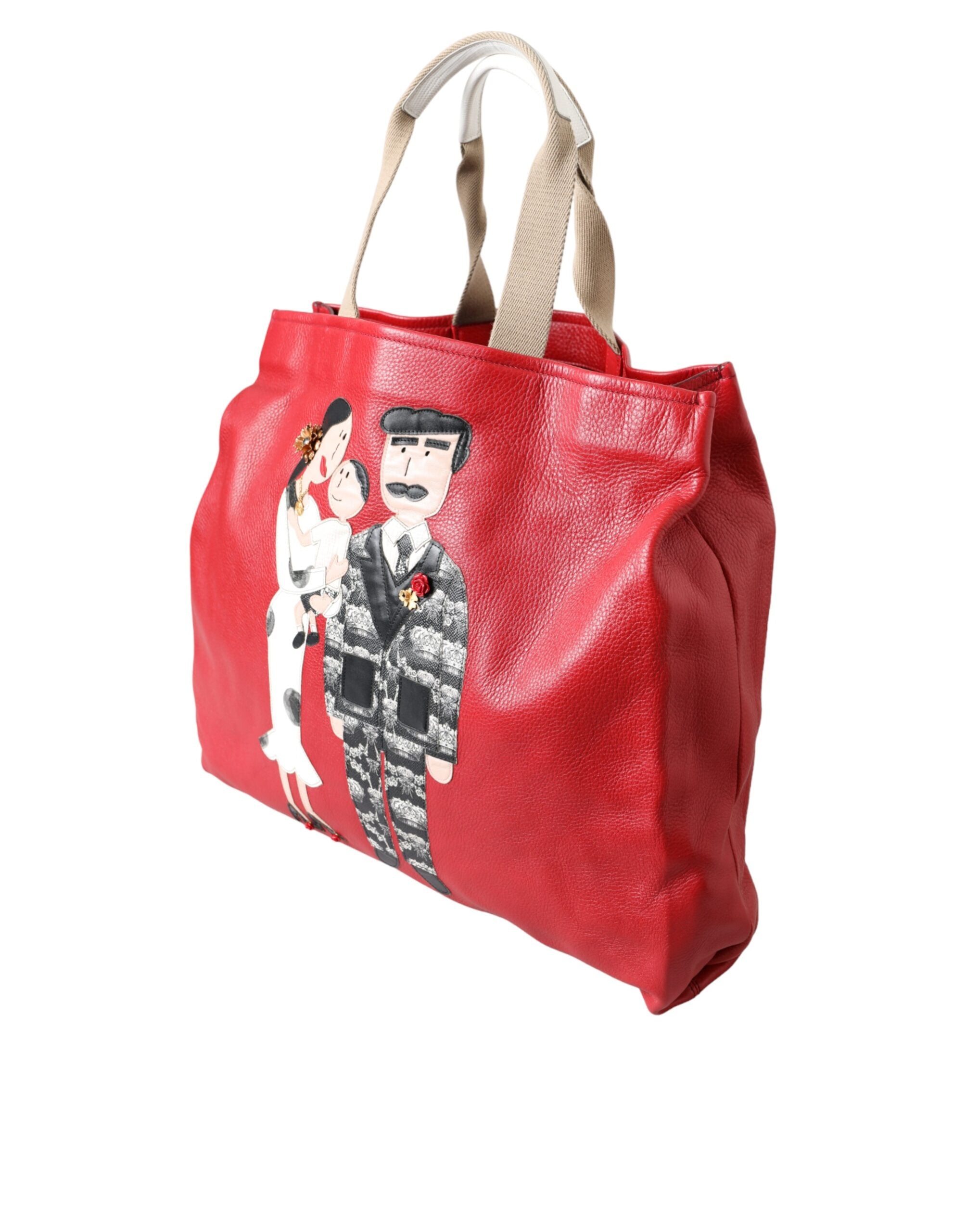 Dolce & Gabbana Kırmızı Deri #DGFamily Patch Tote Çanta